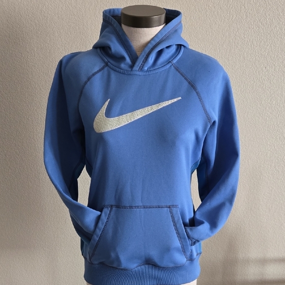 Nike Royal Blue Therma-Fit  Hoodie with a Embroidered Metallic Logo - Picture 6 of 6